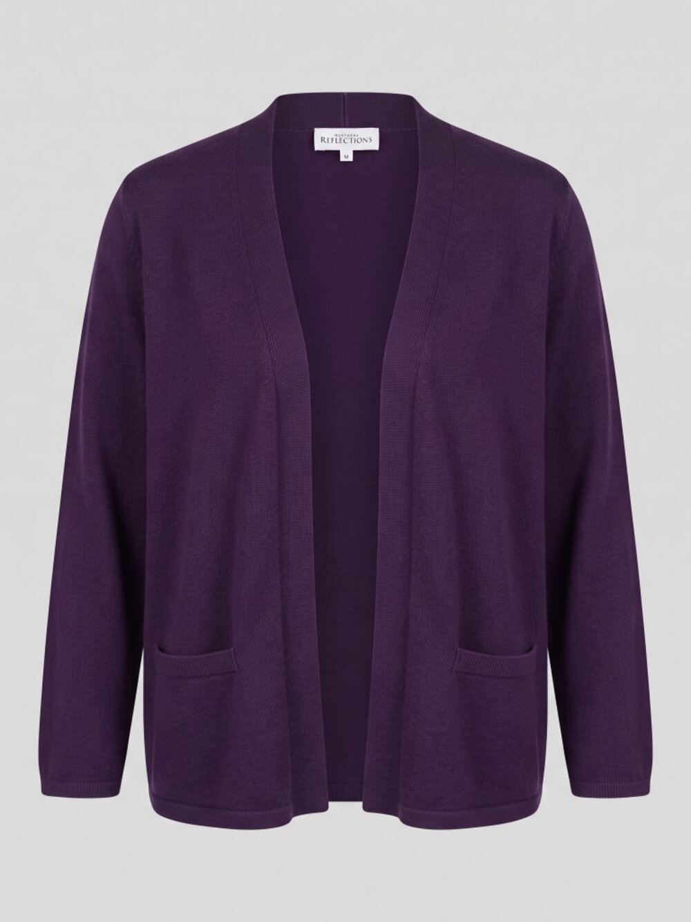 Northern Reflections Purple Open Front Cardigan Size M 100% Cotton, Old Money